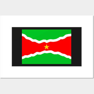 Surinamese flag, off center Posters and Art